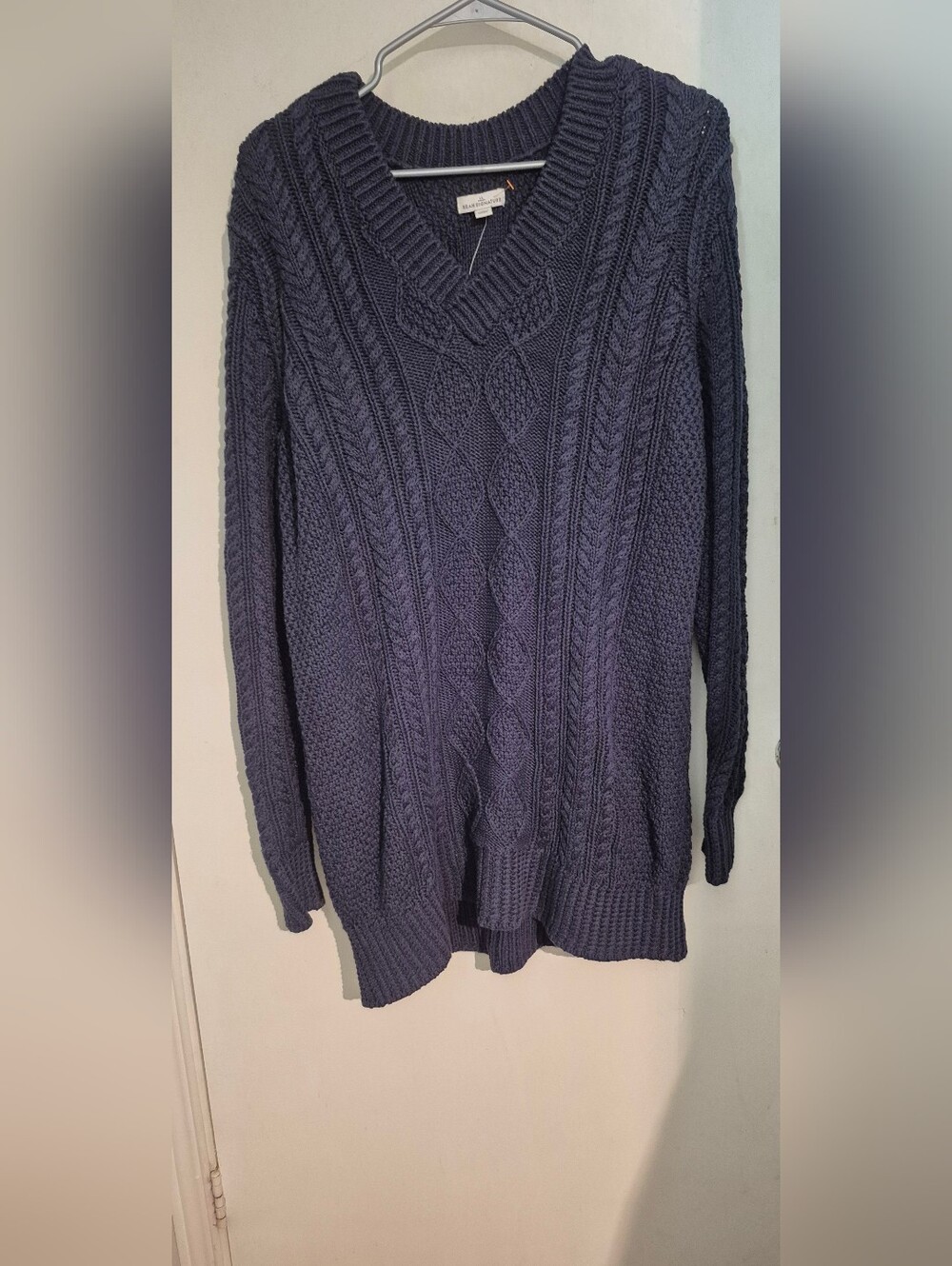 LL BEAN FISHERMAN SWEATER SZ.L NWT NAVY BLUE